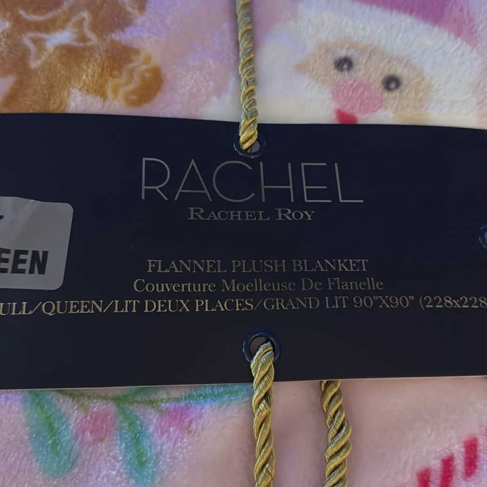 Rachel Roy Pink Gingerbread & Santa Blanket